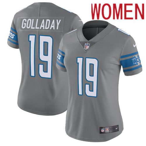 Women Detroit Lions 19 Kenny Golladay Nike Grey Rush Vapor Limited NFL Jersey